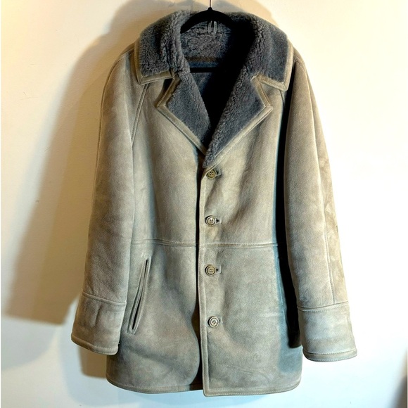 ANTARTEX SHEEPSKINS Sz XL (estimated) 44”Suede Shearling Lined Peak Collar - Picture 2 of 8
